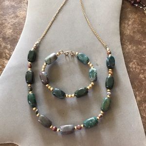 Handcrafted gemstone set w gold accent